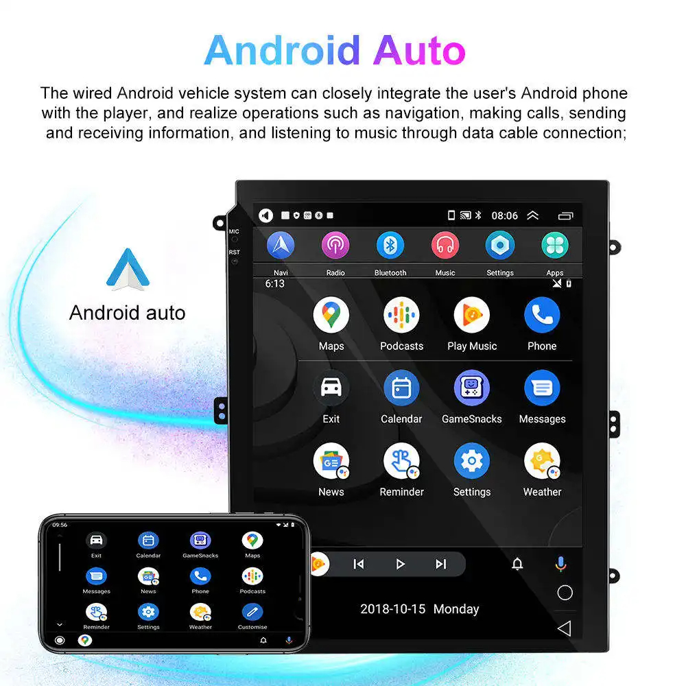 Naviyun 9.7 Inch Vertical Tesla Style Touch Android Screen Car Multimedia Player With Gps Android System Car Radio