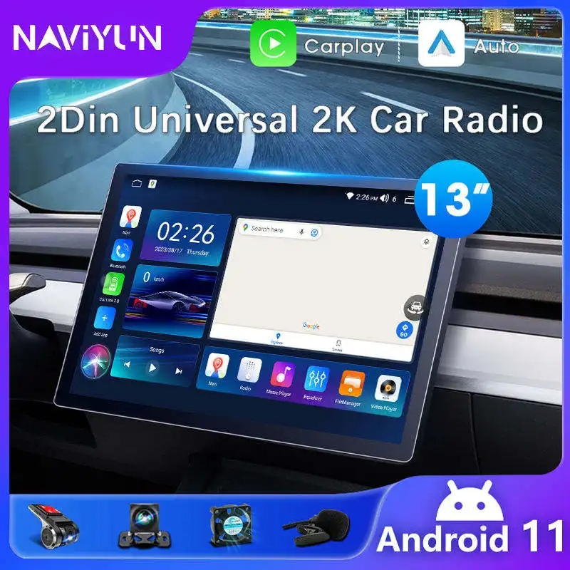 Car player android 13 Inch Car Multimedia Player 2g 32g Aux Usb Wifi Bt Universal Stereo gps car navigator