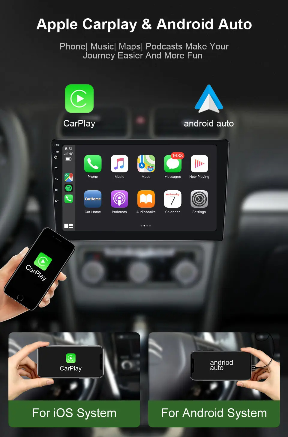 8Core 2 Din 7/9/10 Inch Android Car Radio Universal Multimedia Player Carplay Android Auto AHD camera Stereo