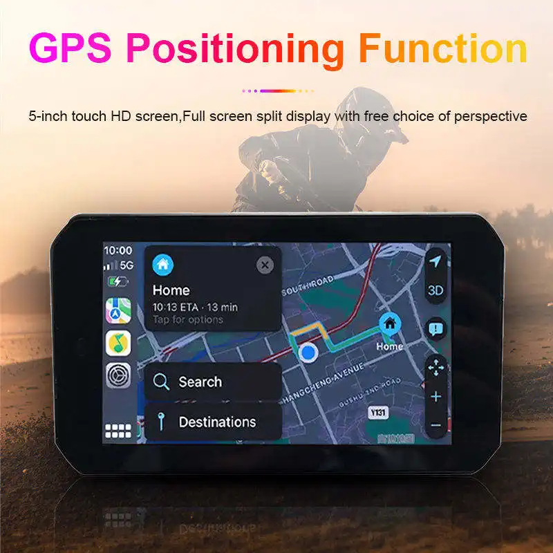 Carplay screen 5inch Touch Waterproof Motorcycle GPS Carplay Monitor Android BT Wireless Carplay Motor Bicycle GPS Navigation