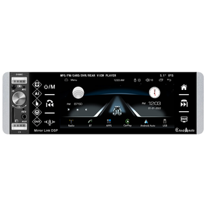 1Din 5.2'' Car Audio MP5 Combo - Wireless CarPlay/Android Auto/Mirrorlink, BT RDS FM Radio + USB DVD Player for Cars