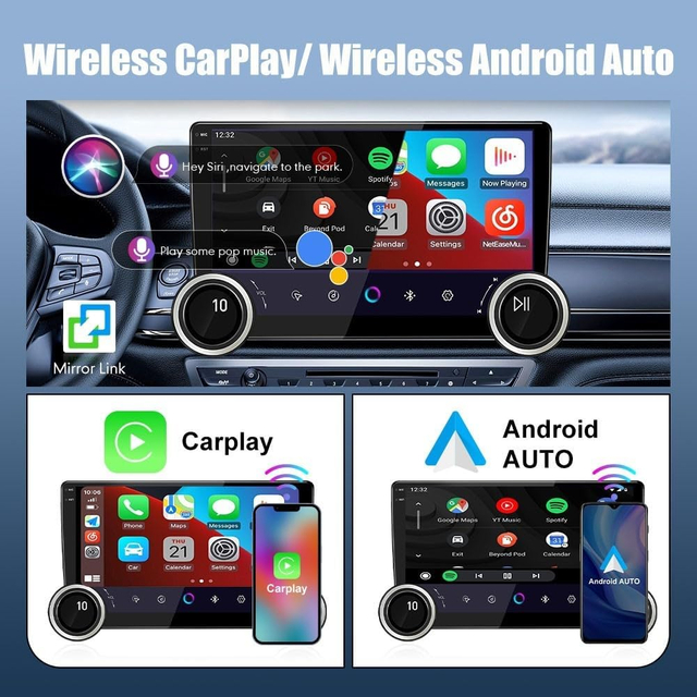 10.5 Inch General Motors Android Display Touchscreen Car DVD Player Dual Din Car Stereo Carplay 2k Android Car Radio Dual Knobs