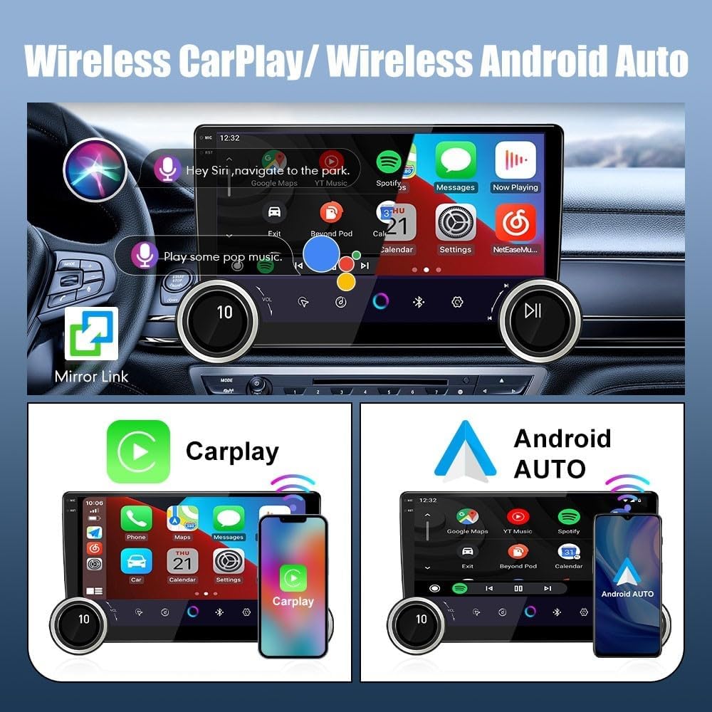 10.5 Inch General Motors Android Display Touchscreen Car DVD Player Dual Din Car Stereo Carplay 2k Android Car Radio Dual Knobs