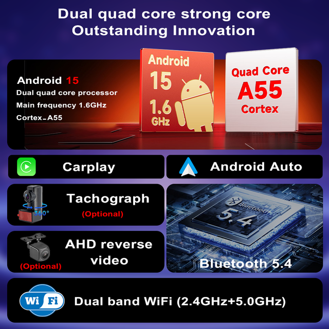 Car Radio Audio GPS Navigation 4G SIM DVD Player with Screen Carplay Android Auto ADAS FM Wifi