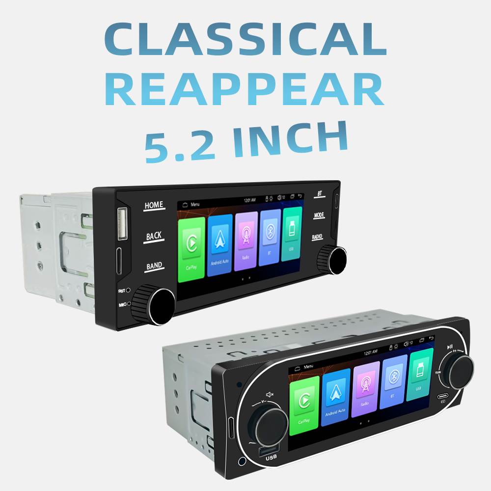 1Din 5.2 Inch LCD Capacitive Touch Screen Car Radio MP3 MP5 FM Player With BT Car Audio USB Connection & Android OS