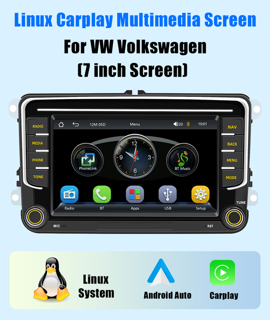 13" 2K QLED Car Radio with 8-Core DSP: 6GB RAM+128GB ROM, Single Knob, Touch Screen GPS, Wireless CarPlay/Android Auto