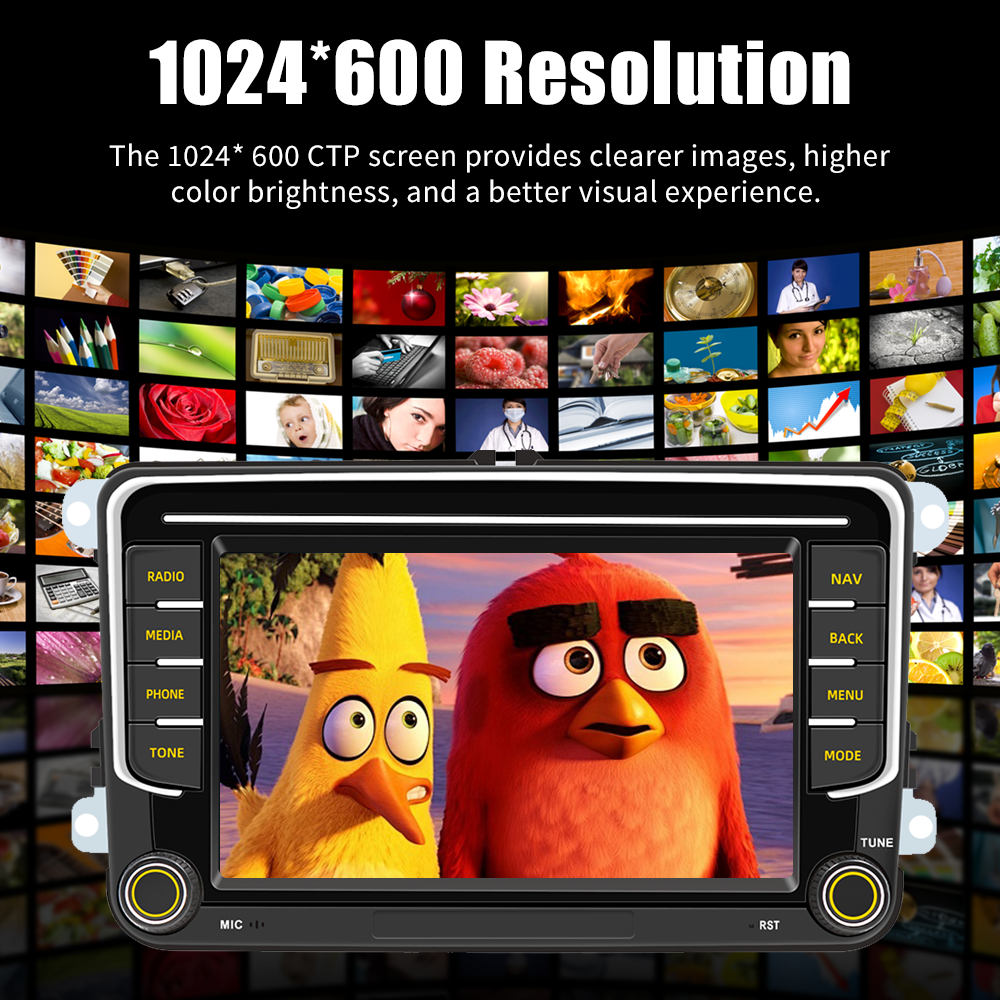 13" 2K QLED Car Radio with 8-Core DSP: 6GB RAM+128GB ROM, Single Knob, Touch Screen GPS, Wireless CarPlay/Android Auto