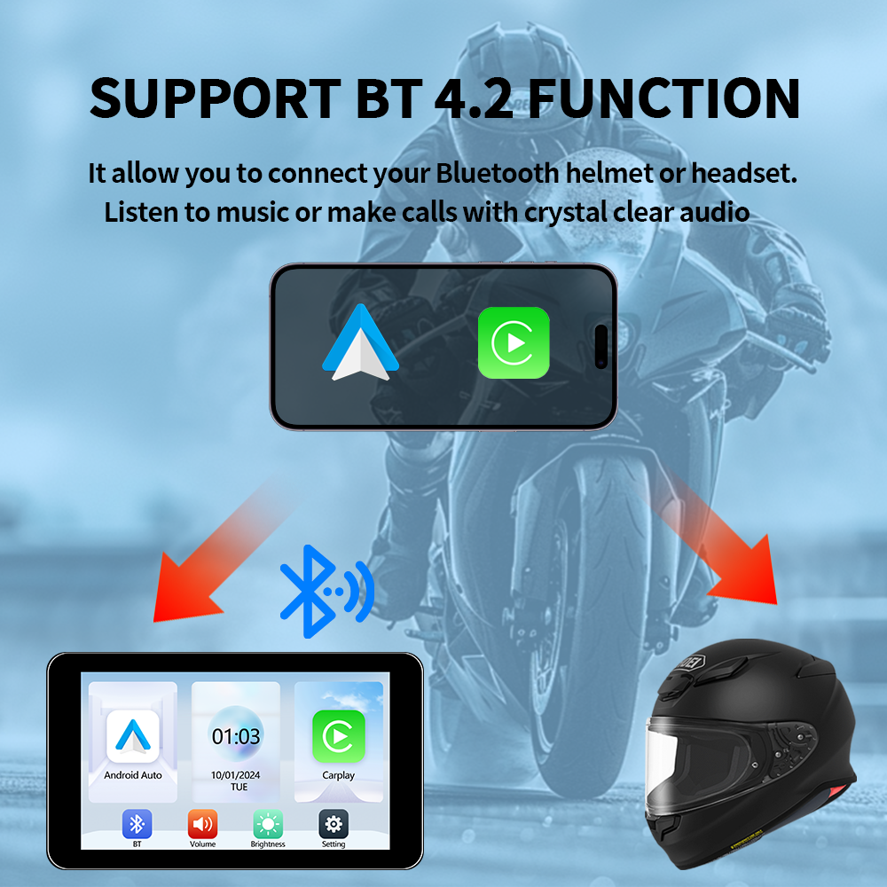 Motorcycle Gps Navigator Waterproof 5" Ips Touch Screen Motorcycle Gps With Carplay Motorcycle Gps with Carplay