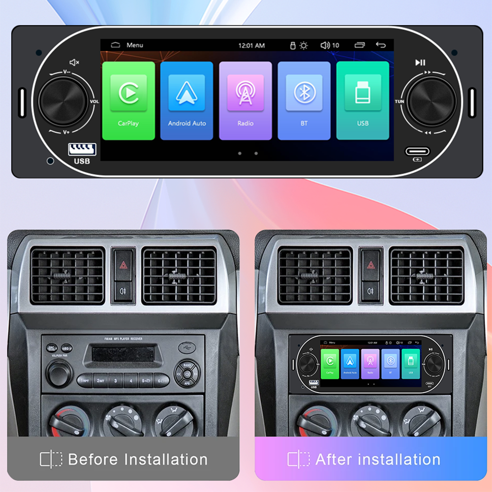 1Din 5.2 Inch LCD Capacitive Touch Screen Car Radio MP3 MP5 FM Player With BT Car Audio USB Connection & Android OS
